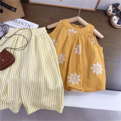 Toddler Embroidered Tank and Striped Pants 2-Piece Set - image 2