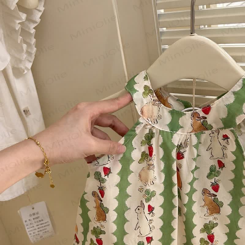 Toddler Girl Striped Bunny Strap Dress with Bag - image 4