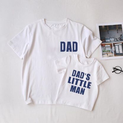 DAD/DAD'S LITTLE MAN White Family Slogan Print Matching T-Shirt - White - Adult T-Shirt: XL - image 1