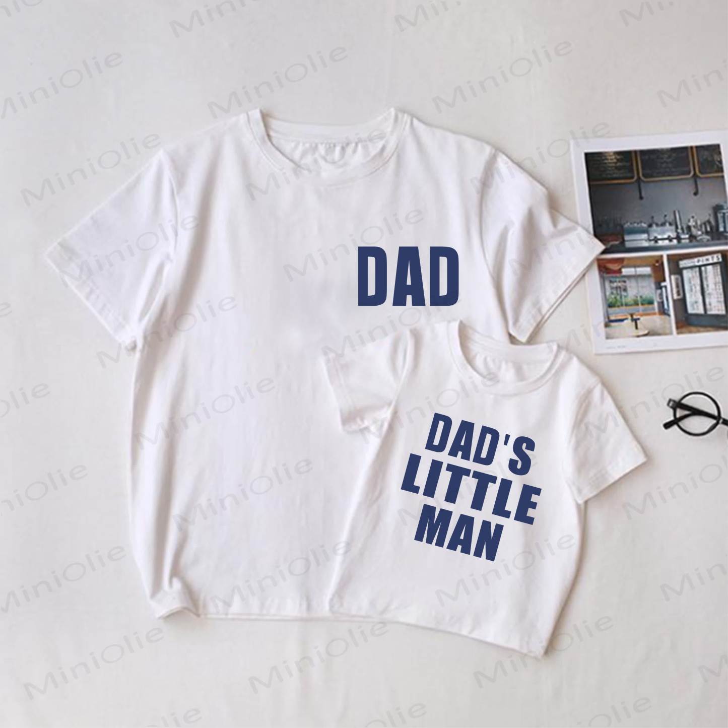 DAD/DAD'S LITTLE MAN White Family Slogan Print Matching T-Shirt - White - Adult T-Shirt: XL - image 1
