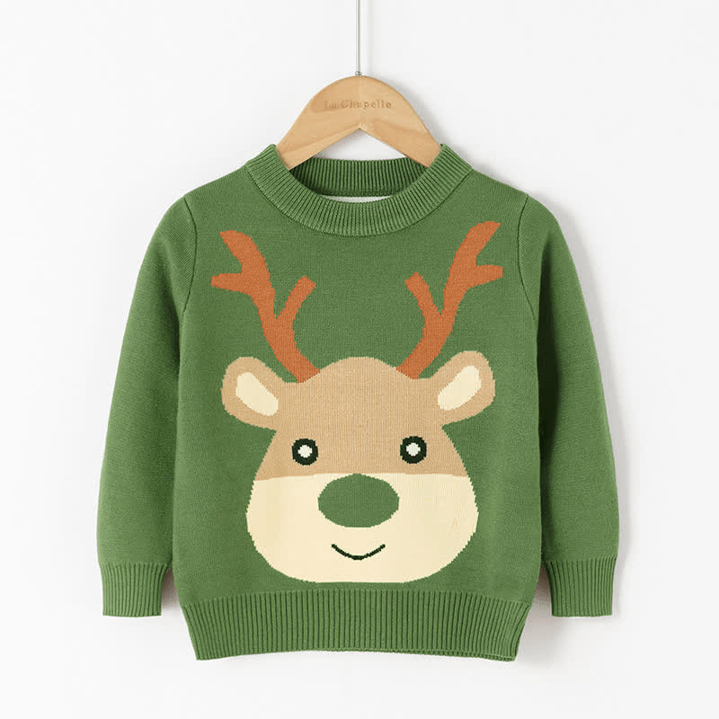 Toddler Boy Deer Warm Sweater - Green - 7-9T - image 3