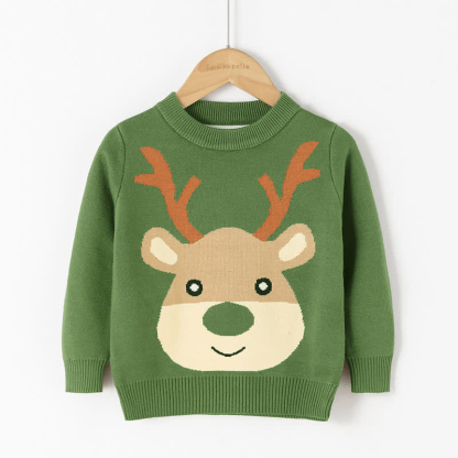 Toddler Boy Deer Warm Sweater - Green - 7-9T - image 3