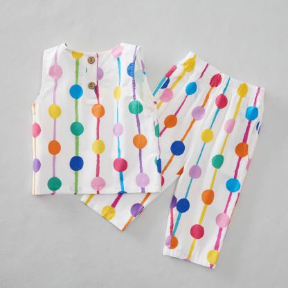 Baby Colorful Polka Dot Stripes 2-Piece Sleeveless Set - image 4