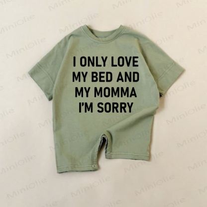 I ONLY LOVE MY BED AND MY MOMMA I'M SORRY Baby Green Romper - Green - 18-24M - image 1