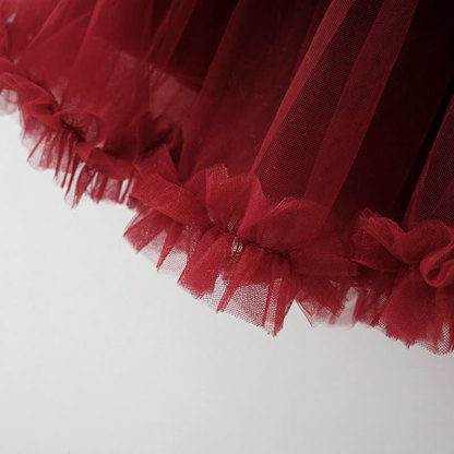 Baby Girl Bear Bow Red Fleece Lined Mesh Dress  - image 13