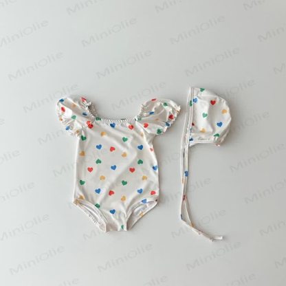 Baby Girl One-piece Swimsuit with Hat - White - 2-3T - image 11