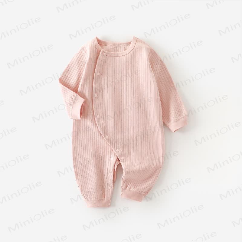 Baby Solid Color Ribbed Pajamas Romper - Pink - 18-24M - image 7