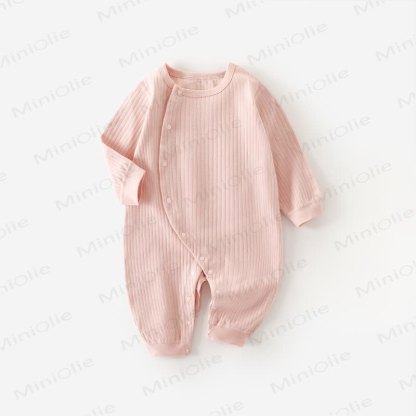 Baby Solid Color Ribbed Pajamas Romper - Pink - 18-24M - image 7