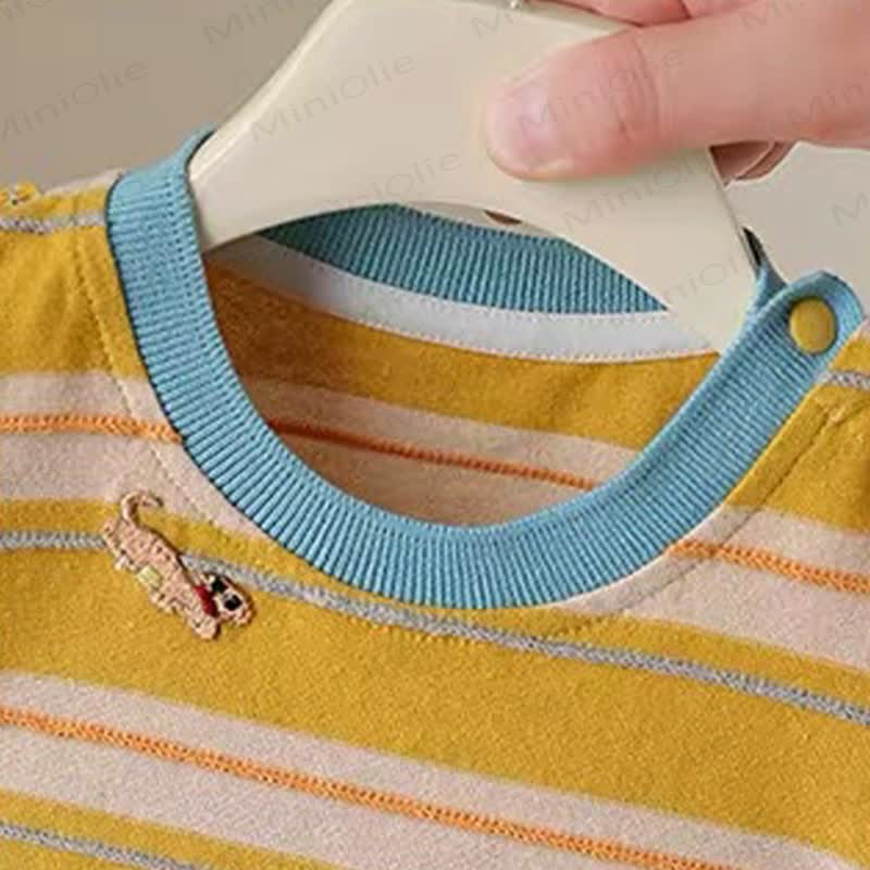 Baby Banana Puppy Collection Overalls and Striped Tee 2-Piece Set - image 7