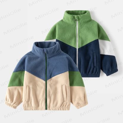 Toddler Color Block Fleece Zipper Coat - image 1