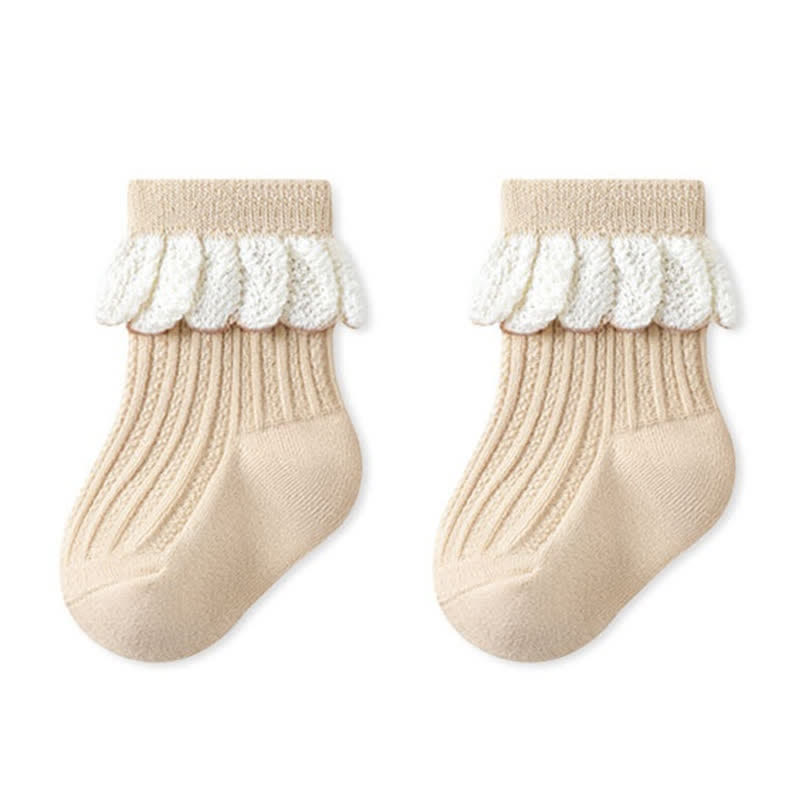 Baby Toddler Girl Lace Socks - Khaki - 3-5T - image 7