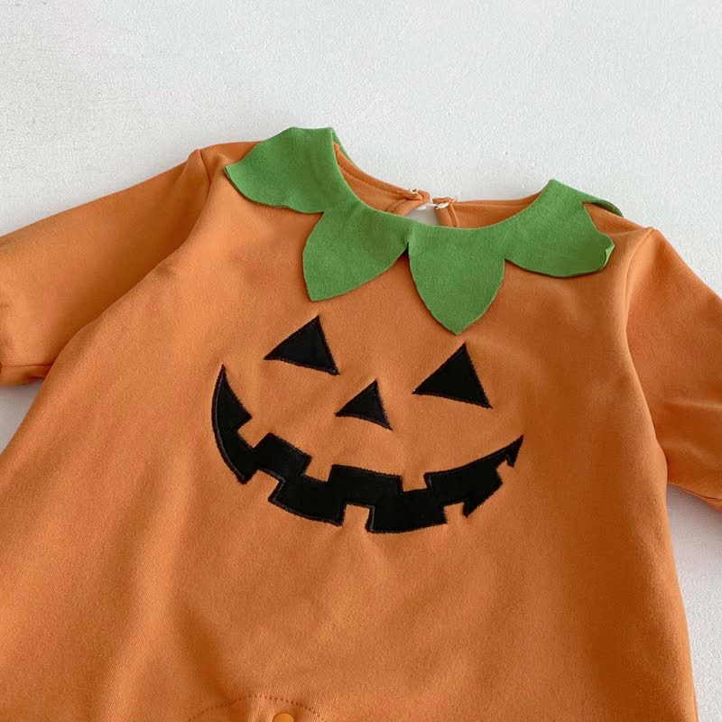 Baby Pumpkin Leaf Collar Halloween Romper and Hat - image 7