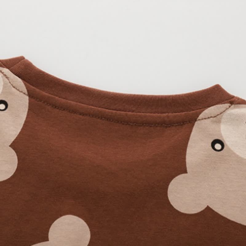 Toddler Kid Brown Bear Print Long Sleeve Loungewear Set - image 3