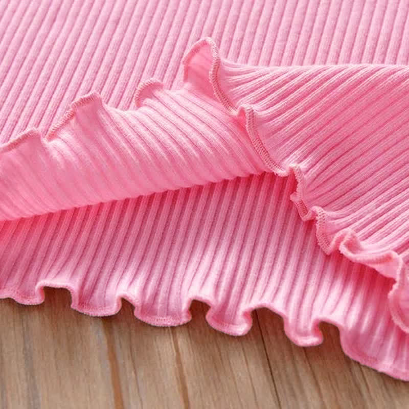 Toddler Baby Girl Ribbed Animal Embroidered Ruffle Trim T-Shirt - image 10