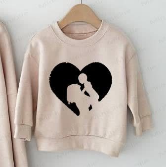 Baby Love Heart Mommy & Baby Beige Family Sweatshirt - image 3
