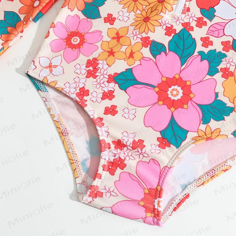 Baby Girl Floral One-piece Swimsuit with Hat - image 10