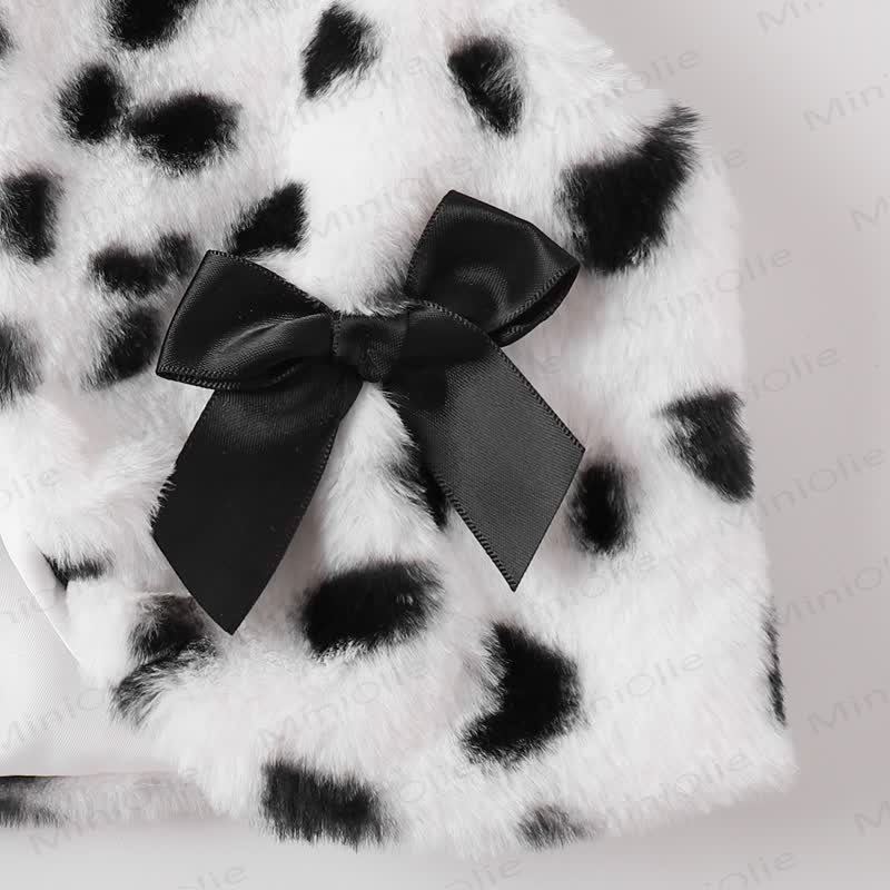 Toddler Kid Girl Dot Bow Fur Tank Top & Black Dress - image 10