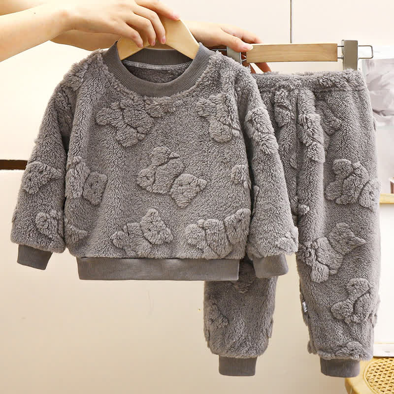 Toddler Kid Fleece Bear 2-piece Set - Grey - 12Y - image 5