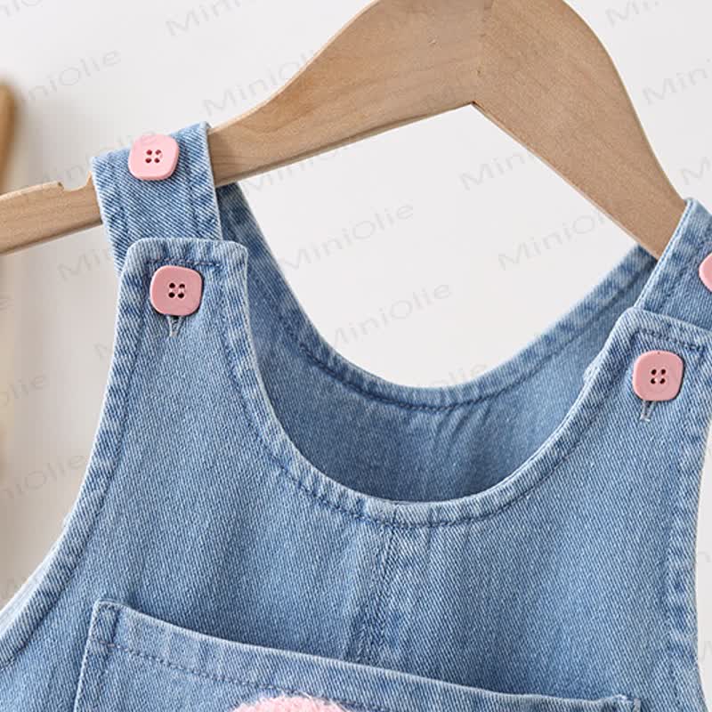 Toddler Embroidered Flower Pocket Denim Overalls - image 6