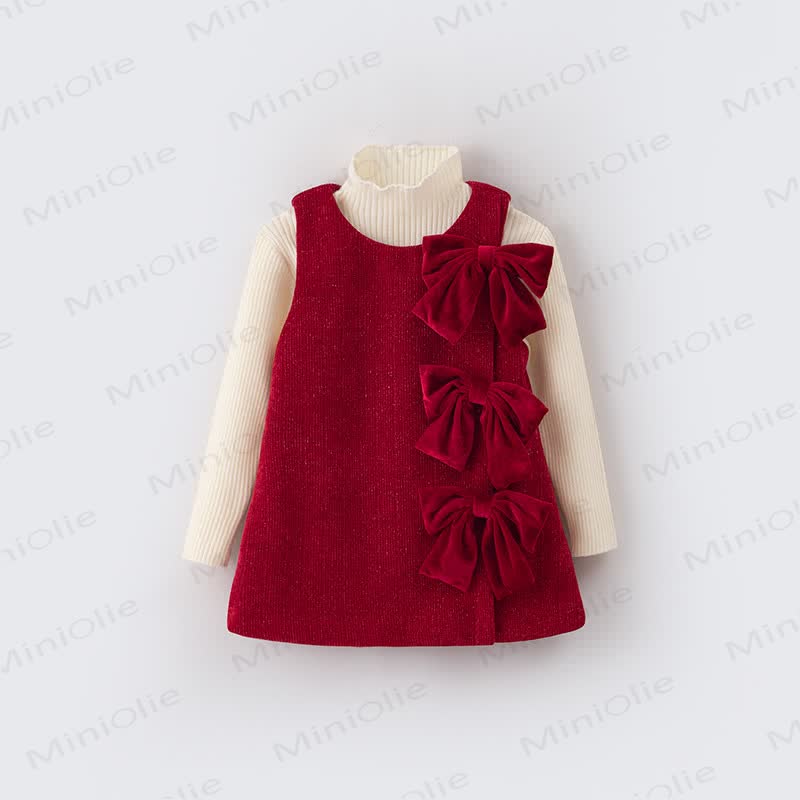 Toddler Triple Bow Sweet Red Dress - image 3