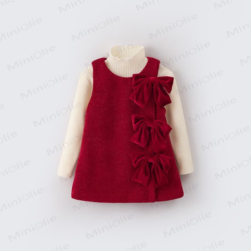 Toddler Triple Bow Sweet Red Dress - image 3