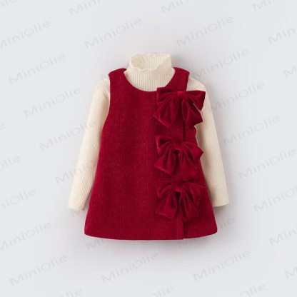 Toddler Triple Bow Sweet Red Dress - image 3