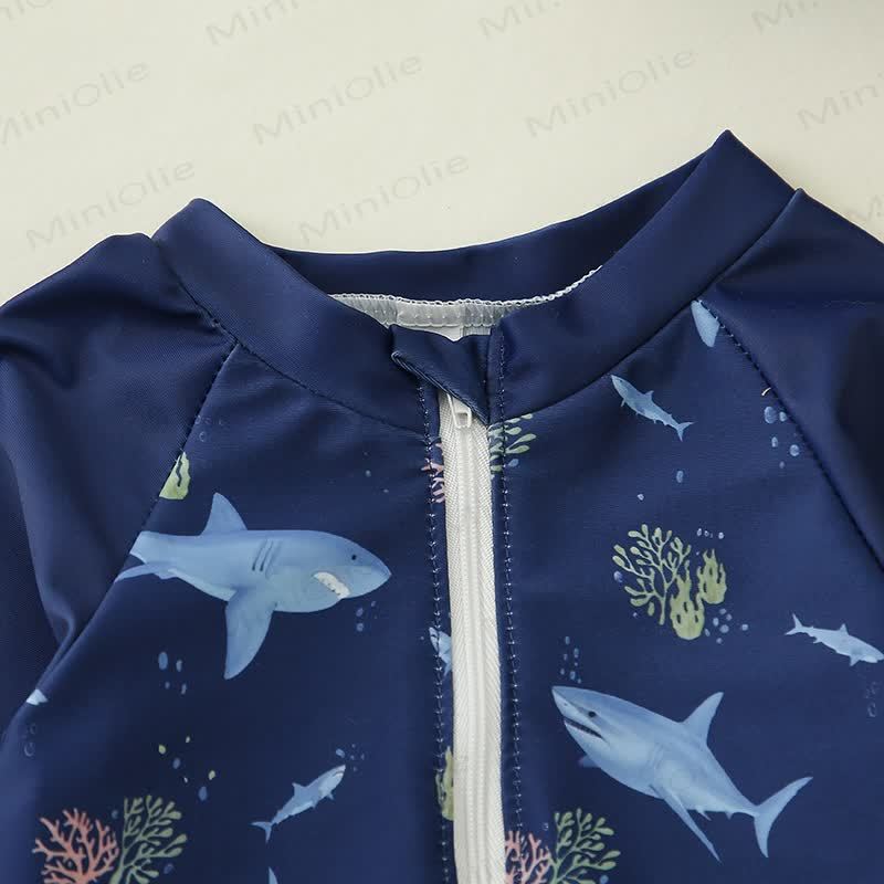 Baby Toddler Boy Dinosaur Shark Swimsuit with Hat - image 4