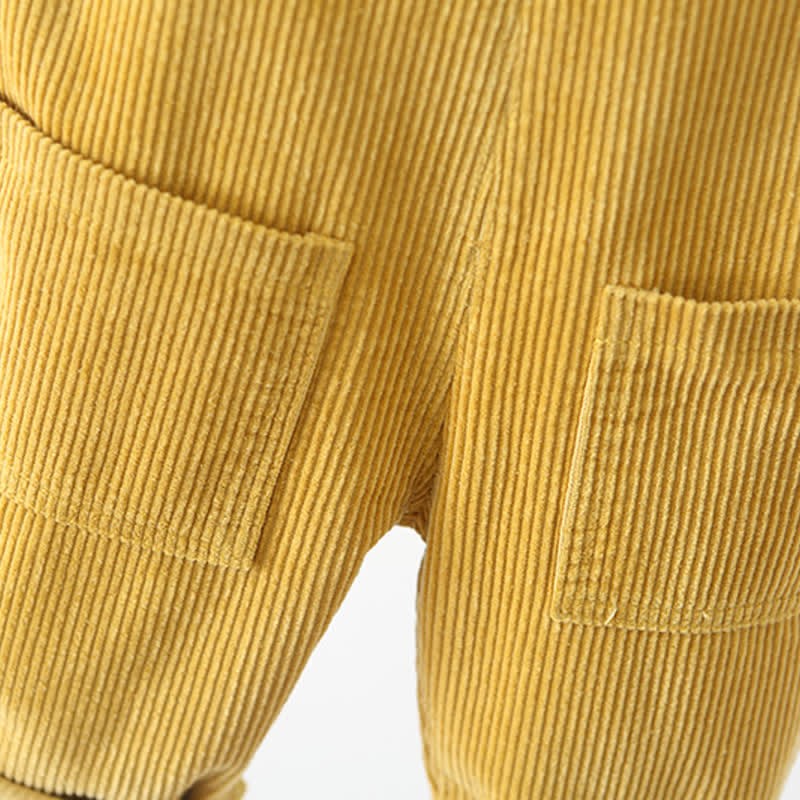 Toddler Solid Color Corduroy Neutral Overalls - image 10