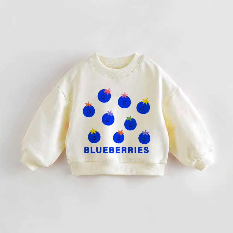 BLUEBERRIES Baby Toddler Fruit Sweatshirt - Cream - 3-5T - image 1