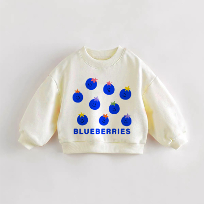 BLUEBERRIES Baby Toddler Fruit Sweatshirt - Cream - 3-5T - image 1