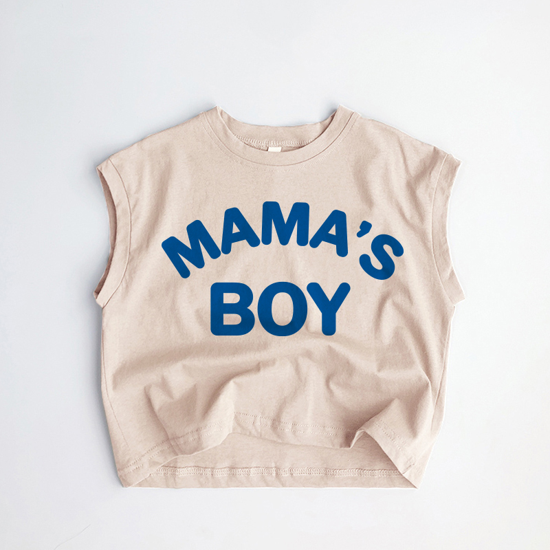 MAMA'S BOY Baby Toddler Boy Slogan Khaki Tank Top - Khaki - 3-5T - image 1