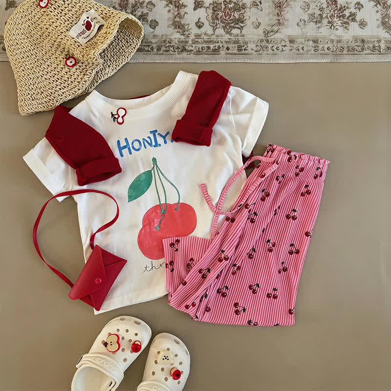 Toddler Girls Striped Full-Print Pants - Pink - 8-9T - image 6