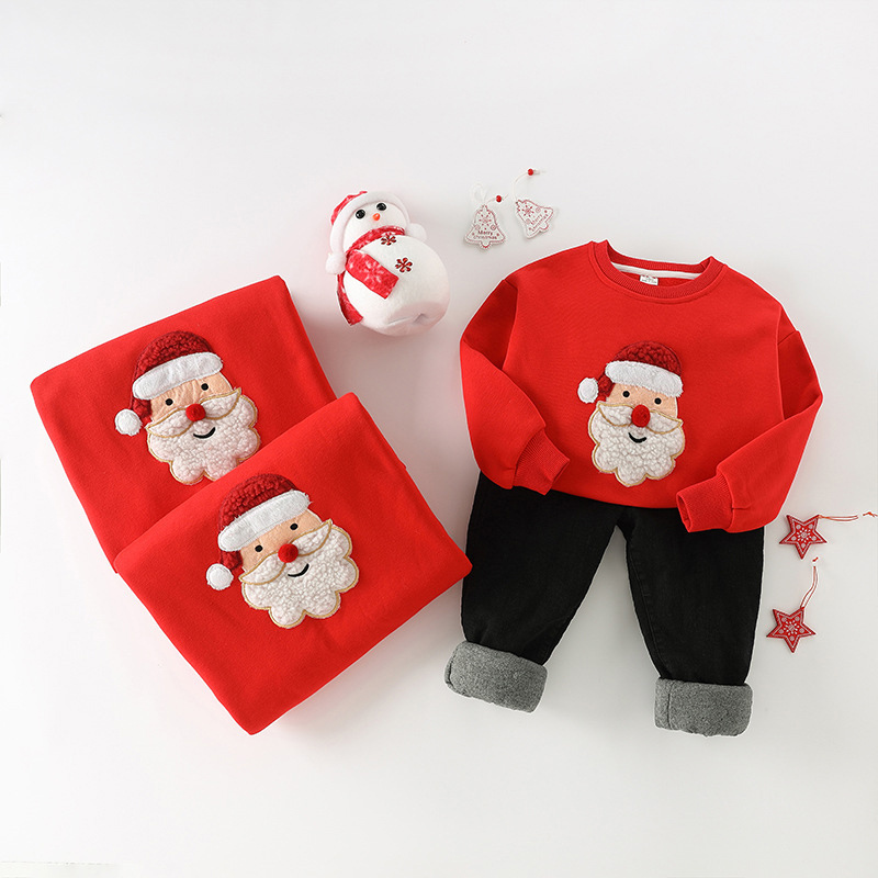 Family Matching Santa Claus Fleece Lined Sweatshirt - Red - 7-9T - image 2