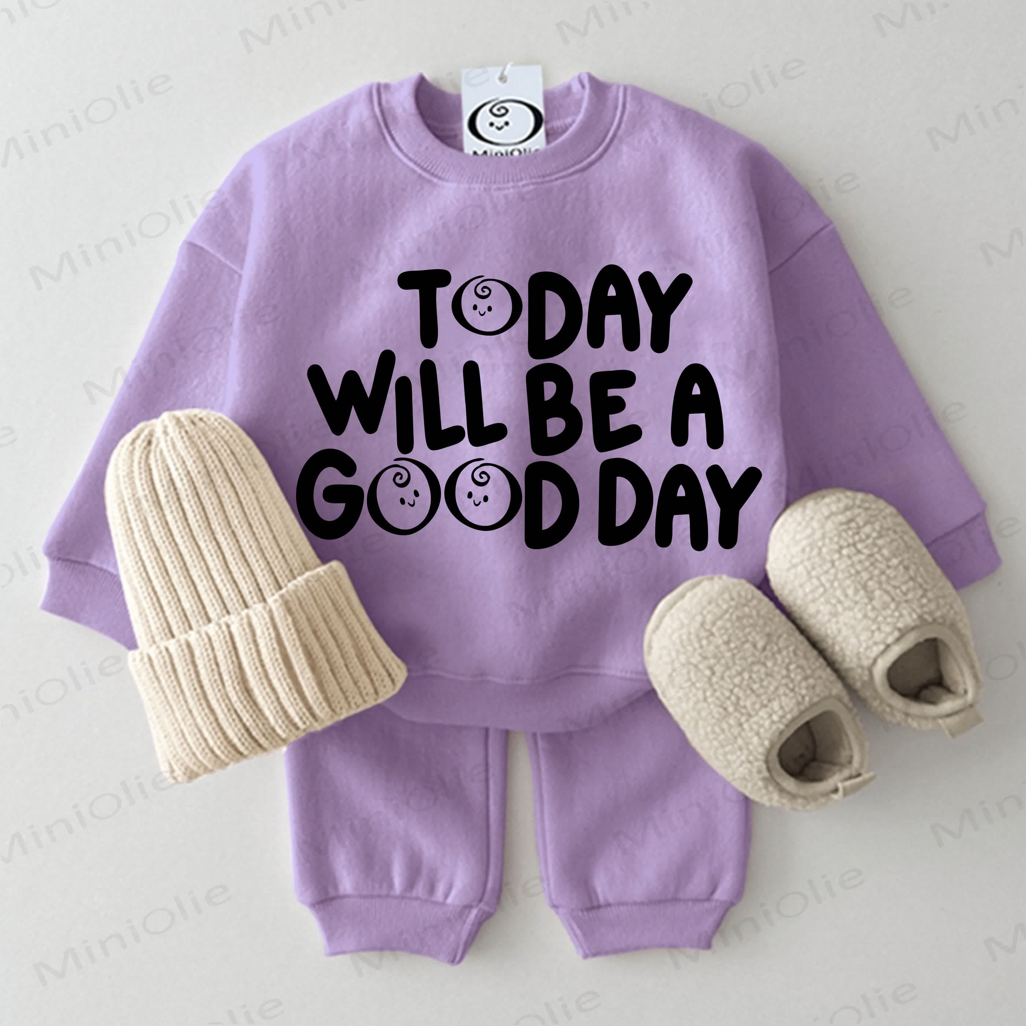 TODAY WILL BE A GOOD DAY Baby Sweatshirt 2-piece Set - Purple - 2-3T - image 6
