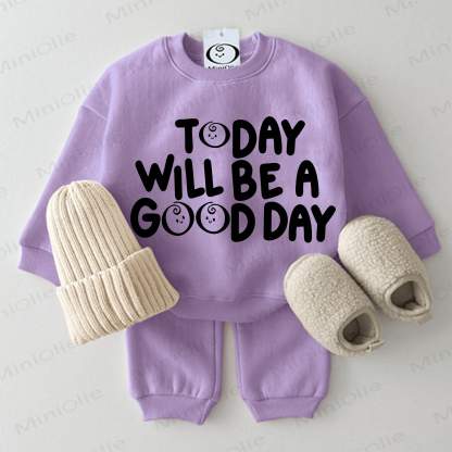 TODAY WILL BE A GOOD DAY Baby Sweatshirt 2-piece Set - Purple - 2-3T - image 6