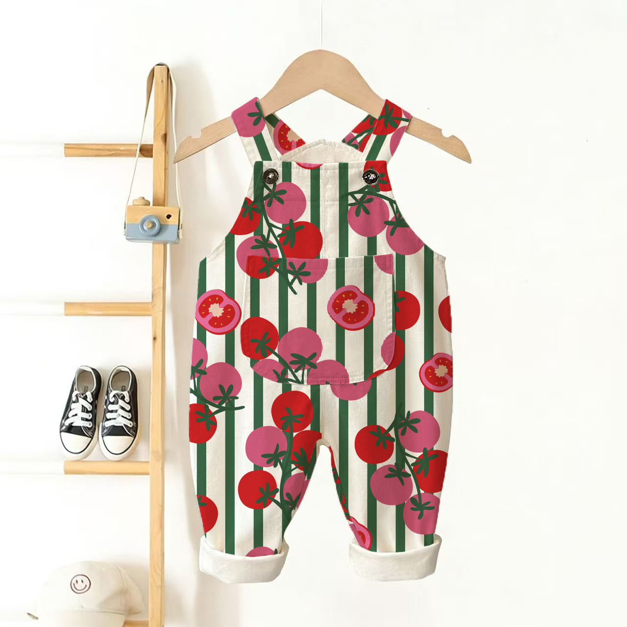 Baby Toddler Tomatoes Pocket Overalls - Beige - 3-5T - image 1