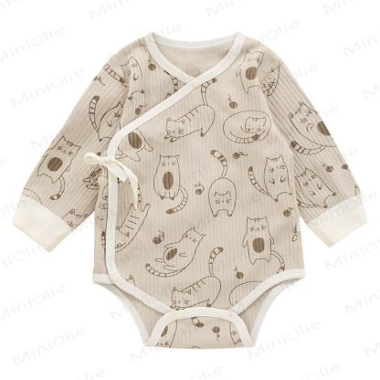 Baby Newborn Cat Ribbed Kimono Bodysuit - image 6