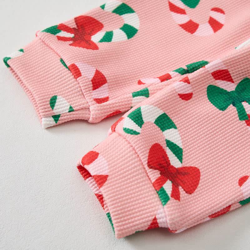 Baby Pink Candy Print Waffle 2-piece Set - image 6
