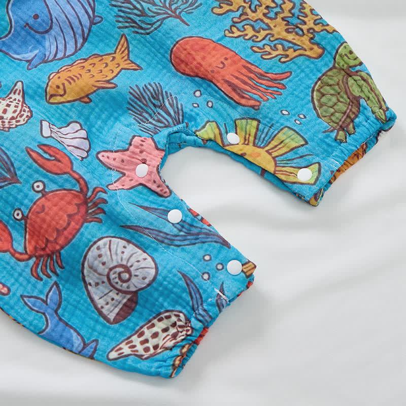 Baby Sea Animals Print Romper with Hat - image 5