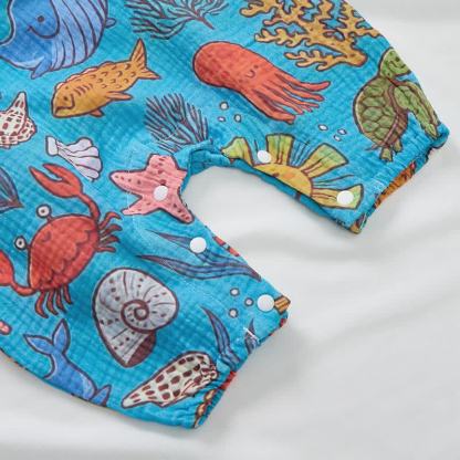 Baby Sea Animals Print Romper with Hat - image 5