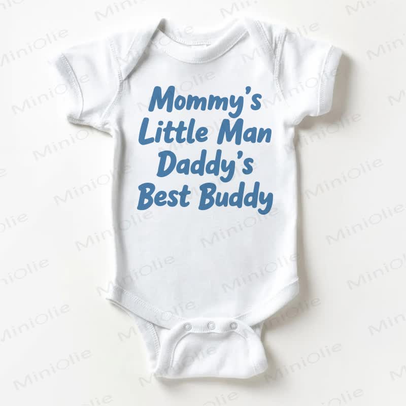 MOMMY'S LITTLE MAN DADDY'S BEST BUDDY Baby White Bodysuit - White - 18-24M - image 1