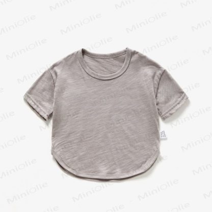 Baby Toddler Solid Color Summer T-shirt - Grey - 4-5T - image 4