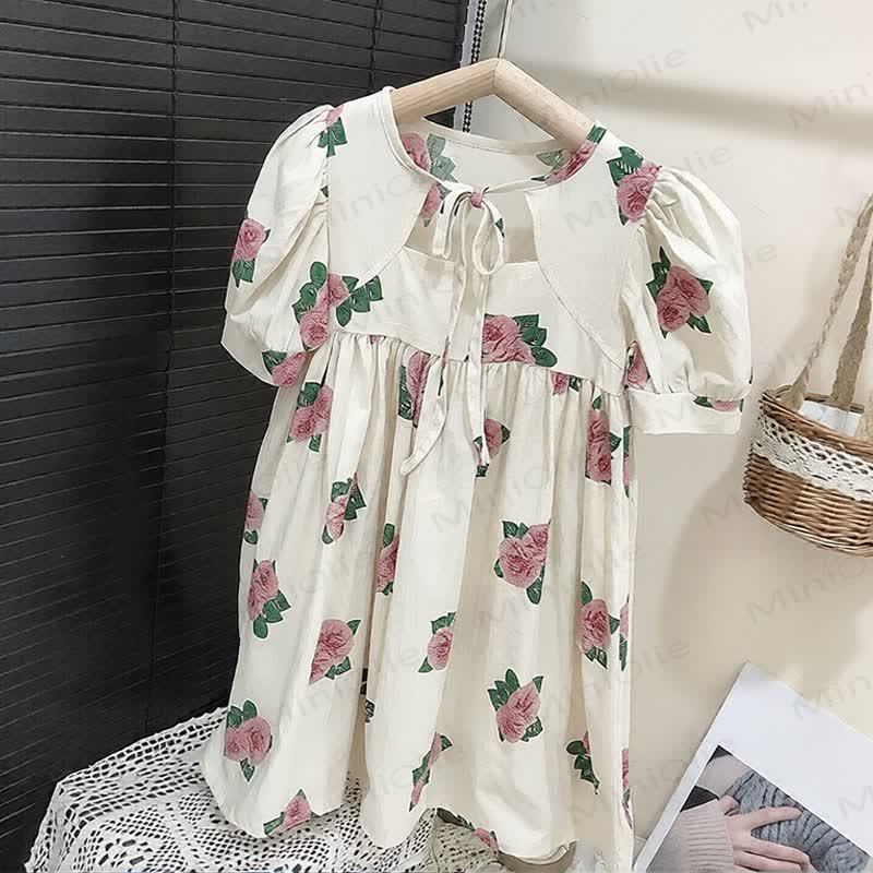 Toddler Girls Floral Cotton Puff Sleeves Dress - image 3