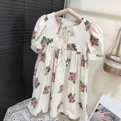 Toddler Girls Floral Cotton Puff Sleeves Dress - image 3