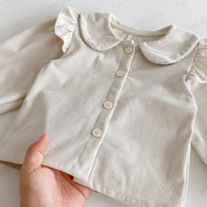 Toddler Girl Cord Bow Green Sleeveless Dress/Beige Baby Collar Top - image 16