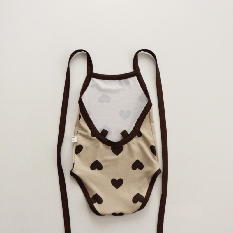 Baby Suspender Backless Love Swimsuit with Hat - Apricot - 2-3T - image 6
