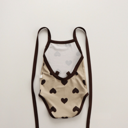 Baby Suspender Backless Love Swimsuit with Hat - Apricot - 2-3T - image 6
