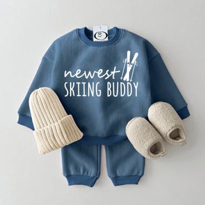 NEWEST SKIING BUDDY Baby Sweatshirt 2-piece Set - Blue - 2-3T - image 4