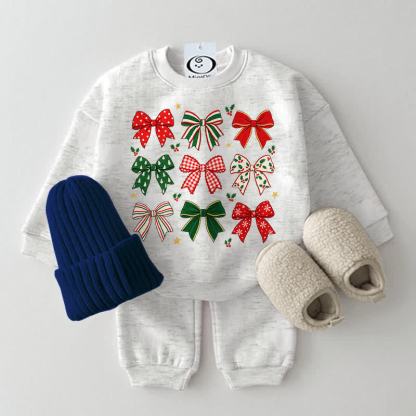 Baby Bow Print Sweatshirt 2-piece Set - Light Grey - 2-3T - image 4