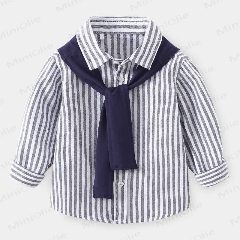 Toddler Boys Striped Shirt with Shawl - Grey - 8Y - image 9
